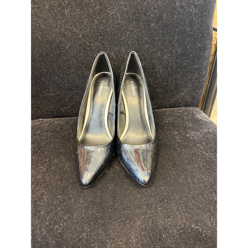 Express Womens Black Patent Pointed Toe Stiletto Heel Pumps‎ Size 7